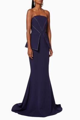 Strapless Crystal Embellished Gown Strapless Crystal Embellished Gown