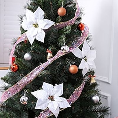 6PCS Christmas decorative flowers artificial flowers Christmas large flowers suitable for home use commercial centers gardens courtyard parties simulated Christmas tree decorative flowers Lightinthebox