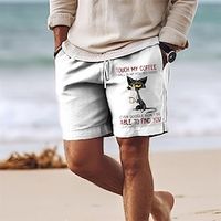 Men's Shorts Summer Shorts Beach Shorts Print Drawstring Elastic Waist Cartoon Comfort Breathable Short Outdoor Holiday Going out Cotton Blend Hawaiian Casual White Blue Lightinthebox - thumbnail