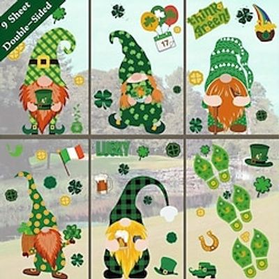 9pcs, Gnome Leprechaun Footprin St. Patrick's Day Window Cling Decorations For Glass, Irish Shamrock Rainbow Saint Patty Day Home Decor Decals, Door Ornaments Stickers For Holiday Party Decor Lightinthebox 9pcs, Gnome Leprechaun Footprin St. Patrick's Day Window Cling Decorations For Glass, Irish Shamrock Rainbow Saint Patty Day Home Decor Decals, Door Ornaments Stickers For Holiday Party Decor Lightinthebox