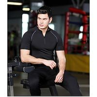 Men's Running Shirt Tee Tshirt Top Athletic Breathable Quick Dry Moisture Wicking Gym Workout Running Active Training Jogging Exercise Sportswear Stripes White Black Activewear Micro-elastic Lightinthebox - thumbnail