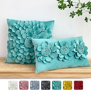 Throw Pillow Cover Velvet Floral Farmhouse Square Quality Pillow Case for Bedroom Livingroom Cushion Cover miniinthebox