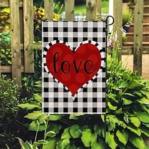 Valentine's Day Garden Flag 12x18Inch Outdoor Decorations Welcome Garden Patio Flag Love Heart Yard Flag Double Sided Holiday Outdoor Flags 1pc miniinthebox