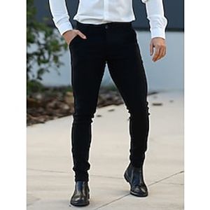 Men's Trousers Chinos Chino Pants Pocket Plain Comfort Breathable Outdoor Daily Going out 100% Cotton Fashion Streetwear Black Yellow Lightinthebox