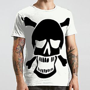 Men's Unisex Tee T shirt 3D Print Graphic Prints Skull Plus Size Print Short Sleeve Casual Tops Fashion Designer Big and Tall White Lightinthebox