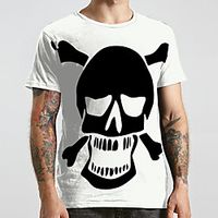 Men's Unisex Tee T shirt 3D Print Graphic Prints Skull Plus Size Print Short Sleeve Casual Tops Fashion Designer Big and Tall White Lightinthebox - thumbnail
