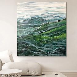 Hand painted 3D Thick Landscape Painting Art Hand Painted Knife Landscape Oil Painting Canvas Wall Art Abstract Green painting Art for Living Room bedroom hotel wall decoration Lightinthebox