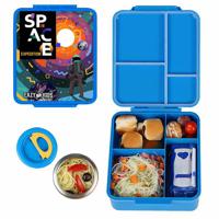 Eazy Kids Jumbo Bento Lunch Box With Insulated Jar - Space Expedition Blue