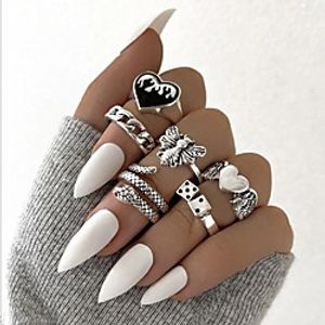 Ring Vintage Style Silver Alloy Snake Heart Butterfly Stylish Rustic  Lodge Vintage 6pcs One Size Lightinthebox