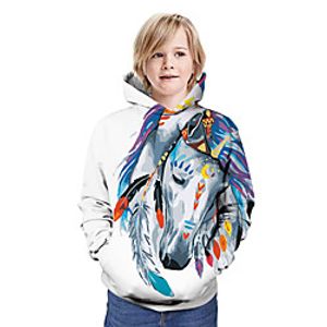Kids Boys' Hoodie  Sweatshirt Long Sleeve Horse Graphic 3D Animal Print Rainbow Children Tops Active miniinthebox