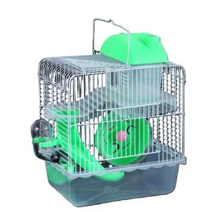 Pets Club Two Floor Hamster Cages With Running Wheels,Water Bottle,Food Feeder,Bedroom&Game Equipment-27x21x33Cm