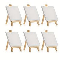 6 Pack Mini Canvas And Easel Set Mini Canvas Panels Mini Wood Easels Canvas Size Is 4 X 4 Easel Size Is 3.1 X 5.9 For Kids Painting Oil Painting And Diy Doodle Lightinthebox - thumbnail