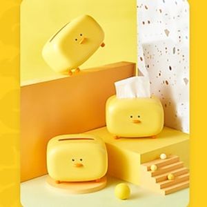 Cute Cartoon Little Yellow Duck Tissue Box Desktop Paper Holder Fashion Dispenser Storage Napkin Case Organizer Ornament Craft Lightinthebox