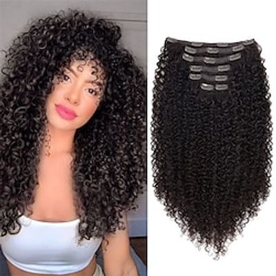 Kinky Curly Clip In Hair Extension 140g Double Weft Full Head Heat Resistance Synthetic Hair Extension For Women 7pieces Lightinthebox Kinky Curly Clip In Hair Extension 140g Double Weft Full Head Heat Resistance Synthetic Hair Extension For Women 7pieces Lightinthebox