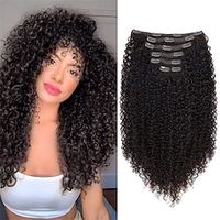 Kinky Curly Clip In Hair Extension 140g Double Weft Full Head Heat Resistance Synthetic Hair Extension For Women 7pieces Lightinthebox - thumbnail