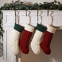 Cable Knit Christmas Stockings, 15 inches Small Personalized Fireplace Hanging Stockings for Christmas Decorations Xmas Gift Lightinthebox - thumbnail