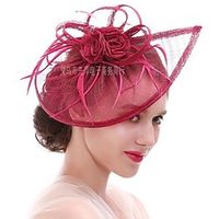 Women's Hat Bucket Hat Party Hat Black Purple Gold Wedding Party Special Occasion Mesh Flower Feathers Portable Breathability Wedding miniinthebox - thumbnail