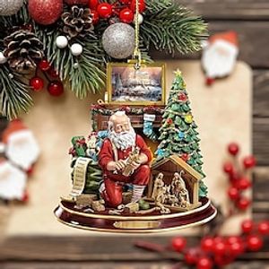 1pc Christmas Craftsman, Acrylic Decorative Pendant, Car Rearview Mirror Decoration Pendant, Christmas Tree Ornament, 2D Flat Pendant Decoration miniinthebox