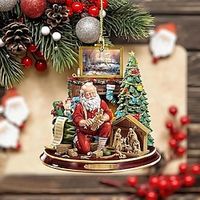 1pc Christmas Craftsman, Acrylic Decorative Pendant, Car Rearview Mirror Decoration Pendant, Christmas Tree Ornament, 2D Flat Pendant Decoration miniinthebox - thumbnail