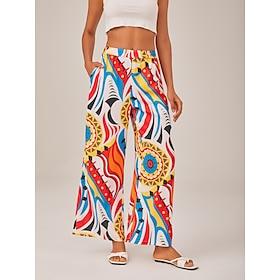 Bright Geometric Print Wide Leg Pants