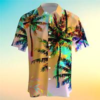 Palm Tree Men's Resort Hawaiian 3D Printed Shirt Outdoor Hawaiian Holiday Summer Turndown Short Sleeve Yellow Purple Orange S M L Shirt Lightinthebox