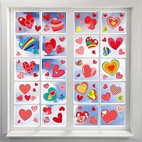 8pcs/set Valentine Day Heart-Shaped Glass Window Decal Non-Adhesive Electrostatic Window Clings Decorations. miniinthebox