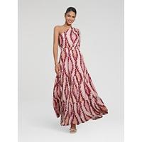 Satin Print One Shoulder Maxi Dress - thumbnail