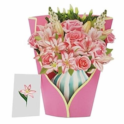 Creative Teacher's Day Mother's Day 3D Flower Bundle Greeting Card Festival Blessing Paper Carving Handheld Day Valentine's Day mother day Lightinthebox