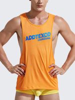 Mens Sexy Fitness Training Sleeveless Vest Letters Printing Loose Fit Sport Cotton Tank Tops