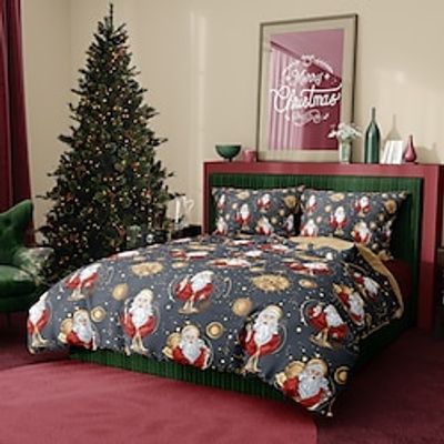 Christmas Many Santa Clauses Duvet Cover Set, 5 Pieces Comforter Cover With Zipper Closure Soft Microfiber Festival Bedding Gifts Christmas Decoration For Home Lightinthebox