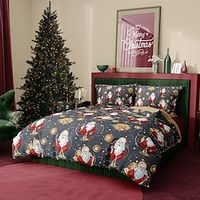 Christmas Many Santa Clauses Duvet Cover Set, 5 Pieces Comforter Cover With Zipper Closure Soft Microfiber Festival Bedding Gifts Christmas Decoration For Home Lightinthebox - thumbnail