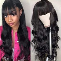 Body Wave Wigs with Bangs Human Hair Wig for Black Women Natural Color 150% Density Brazilian Virgin Hair None Lace Wigs Glueless Machine Made Wig Lightinthebox