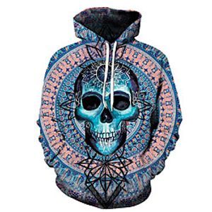 Men's Unisex Pullover Hoodie Sweatshirt Graphic Prints Skull Print Casual Daily Holiday 3D Print Basic Designer Hoodies Sweatshirts  Blue Yellow Lightinthebox