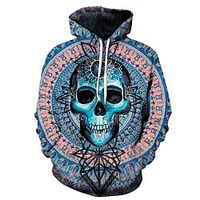 Men's Unisex Pullover Hoodie Sweatshirt Graphic Prints Skull Print Casual Daily Holiday 3D Print Basic Designer Hoodies Sweatshirts  Blue Yellow Lightinthebox - thumbnail