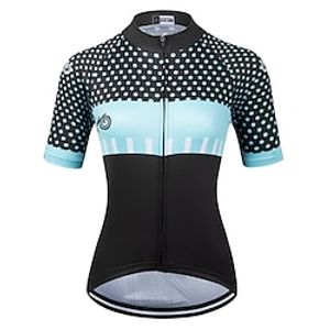 21Grams Women's Cycling Jersey Short Sleeve Bike Top with 3 Rear Pockets Mountain Bike MTB Road Bike Cycling Breathable Quick Dry Moisture Wicking Reflective Strips Black Polka Dot Polyester Spandex Lightinthebox