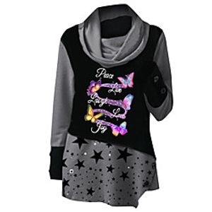 Women's Sports Dress Short Mini Dress Blue Gray Green Red Long Sleeve Butterfly Letter Animal Print Fall Winter Turtleneck Casual Christmas 2021 S M L XL XXL 3XL miniinthebox