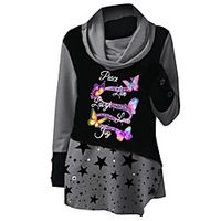 Women's Sports Dress Short Mini Dress Blue Gray Green Red Long Sleeve Butterfly Letter Animal Print Fall Winter Turtleneck Casual Christmas 2021 S M L XL XXL 3XL miniinthebox - thumbnail