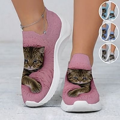 Women's Sneakers Slip-Ons Print Shoes Animal Print Flyknit Shoes Outdoor Daily Cat 3D Flat Heel Fashion Casual Tissage Volant Pink Royal Blue Light Blue Lightinthebox Women's Sneakers Slip-Ons Print Shoes Animal Print Flyknit Shoes Outdoor Daily Cat 3D Flat Heel Fashion Casual Tissage Volant Pink Royal Blue Light Blue Lightinthebox