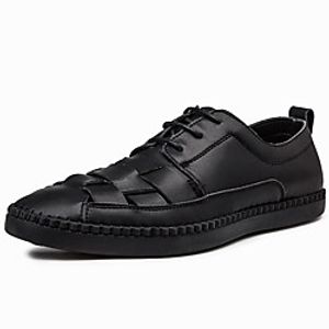 Men's Sandals Flat Sandals Casual Daily Cowhide Breathable Non-slipping Wear Proof Black Beige Spring Summer miniinthebox