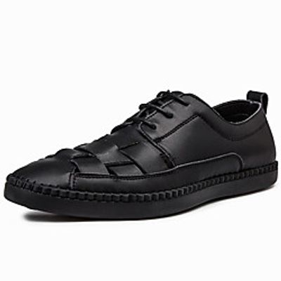 Men's Sandals Flat Sandals Casual Daily Cowhide Breathable Non-slipping Wear Proof Black Beige Spring Summer miniinthebox