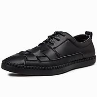 Men's Sandals Flat Sandals Casual Daily Cowhide Breathable Non-slipping Wear Proof Black Beige Spring Summer miniinthebox - thumbnail