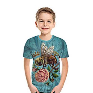 Kids Boys' T shirt Tee Short Sleeve Rose 3D Print Floral Animal Blue Children Tops Summer Active Daily Wear Regular Fit 3-12 Years miniinthebox