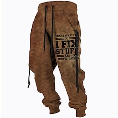 Men's Designer Stylish Joggers Sweatpants Trousers 3D Print Drawstring Elastic Waist Pants Sports Outdoor Casual Micro-elastic Graphic Prints Letter Comfort Breathable Mid Waist Brown S M L XL XXL Lightinthebox