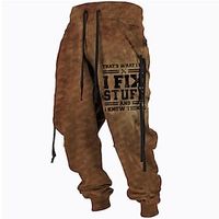 Men's Designer Stylish Joggers Sweatpants Trousers 3D Print Drawstring Elastic Waist Pants Sports Outdoor Casual Micro-elastic Graphic Prints Letter Comfort Breathable Mid Waist Brown S M L XL XXL Lightinthebox - thumbnail