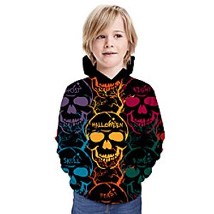 Kids Boys' Hoodie  Sweatshirt Long Sleeve Skulls 3D Print Animal Print Black Children Tops Summer Active Daily Wear Regular Fit 3-13 Years miniinthebox