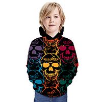 Kids Boys' Hoodie  Sweatshirt Long Sleeve Skulls 3D Print Animal Print Black Children Tops Summer Active Daily Wear Regular Fit 3-13 Years miniinthebox - thumbnail