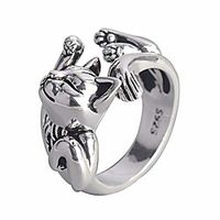 cat ring plated silver cute animal adjustable paws finger rings cat lovers gifts for women Lightinthebox - thumbnail
