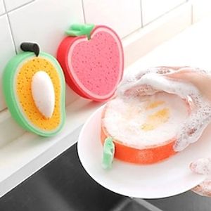 Fresh Cute Fruit Thickened Sponge Scouring Pad Rag Decontamination Dish Cloth Dish Towel Sponge Wipe Kitchen Cleaning Items Lightinthebox