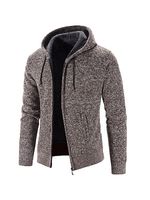 Men's Casual Fleece Thickened Hooded Knit Cardigan Jacket