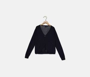 Kids Girls Textured Cardigan  Navy
